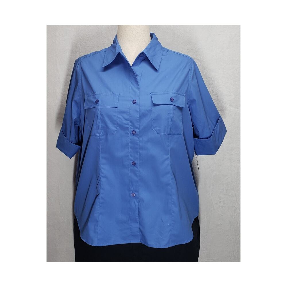 Mountain Lake II Vintage 90s Utility Camp Shirt 1X Blue Gorpcore Deadstock NWT